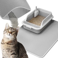 BARDZO DUŻA MATA POD KUWETE 75x55 DWUWARSTWOWA PODKŁADKA DLA KOTA SZARA XXL