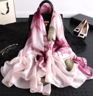 jak JEDWABNY SZAL SILK 180X90 wiśnie japońskie