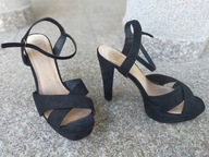 ATMOSPHERE nr 40,5/7UK czarne sandały na platformie