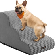 SCHODY DLA PSA 3 STOPNIOWE SZARE STABILNE DLA ZWIERZĄT