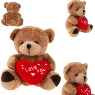 BRĄZOWY MIŚ DLA DZIEWCZYNY SERCE I LOVE YOU PLUSZAK PREZENT DZIEŃ KOBIET