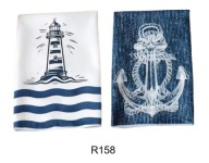 Ręcznik do rąk ścierka kuchenna zestaw 2 szt. morskie kotwica latarnia R158