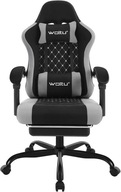 Krzesło Gamingowe Ergonomiczne Fotel Obrotowy Poduszka Lędźwiowa Podnóżek