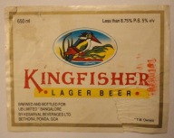 ETYKIETA - KINGFISHER - LAGER BEER - BETHORA, PONDA, GOA - INDIE - RZADKOŚĆ