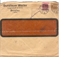 BOLESŁAWIEC -BUNZLAU WERKE -ceramika -koperta -INFLACJA -obieg 1923 rok