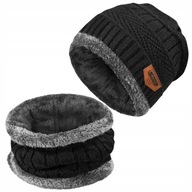 25010 CZAPKA MĘSKA Z FUTERKIEM + KOMIN ( SZAL) KOMPLET ONE SIZE