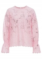 23229 RÓŻOWA BLUZKA Z KORONKĄ długie rękawy 36 38