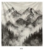 KOC PLUSZOWY 100X150CM GÓRY CZARNO-BIAŁE LAS K16