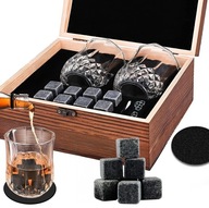 Kamienie do whisky i 2 szklanki – elegancki zestaw prezentowy dla mężczyzn