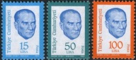 Turcja 1983 Znaczki 2648-50 ** prezydent Ataturk obiegowe