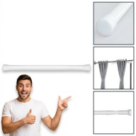 KARNISZ TELESKOPOWY METALOWY BEZ WIERCENIA ROZPOROWY BIAŁY 70-120CM 25MM