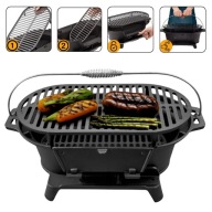 HIBACHI GRILL ŻELIWNY WĘGLOWY 43x23 cm PRZENOŚNY OGRODOWY CIĘŻKI RUSZT HAGE