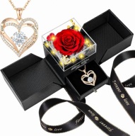 Wieczna Róża w Szkle Świecąca Naszyjnik dla Kobiety Prezent na Walentynki