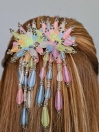 VINTAGE DEKORACJA SPINKA DO WŁOSÓW WISZĄCE KORALIK