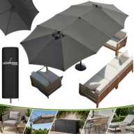 PARASOL OGRODOWY DUŻY 445x264 cm XXL PODWÓJNY ROZKŁADANY UV80 + POKROWIEC