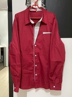 O Koszula imprezowa łagodne bordo kieszeń oryginalne wstawki duża 3XL