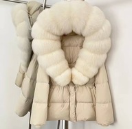 Damska kurtka puchowa z naturalnym futrem lisa
