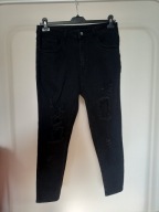 42 spodnie dżins dziury rurki shein women 1 xl strecz wysoki stan czarne