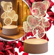 Lampka LED Miś serce 3D ciepłe światło USB-C prezent dekoracja WALENTYNKI