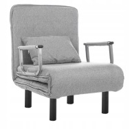 Fotel Rozkładany 2w1 Łóżko Składane Wygodny Solidny Poduszka Jasnoszary