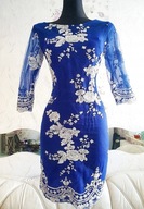 chabrowa SUKIENKA HAFTOWANA CEKINAMI RÓŻAMI RÓŻE HAFT CEKINY SEKSOWNA