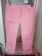 44 spodnie dżins proste ze średnim stanem różowe lampasy