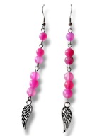 AG58 Kolczyki kamienie AGAT różowe długie