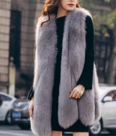 futrzana KAMIZELKA Z LISÓW grafitowa szara grey