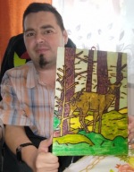 Sarna I Las Obraz wypalany i pomalowana A4