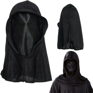 MASKA NA HALLOWEEN KAPTUR CZARNY ZJAWY DEMONA DEMON TWARZ TKANINA DUCH