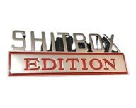 Naklejka SHITBOX EDITION 3D metalowy emblemat srebrno czerwona