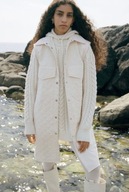 H & M kamizelka pikowana watowana długa kremowa beżowa bezrękawnik cargo