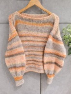 Sweter moher kaszmir oversize handmade balonowe rękawy unikat rękodzieło