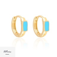 Eap21578 Kolczyki dziecięce złocone kółka emalia niebieskie