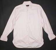 CAFE COTTON_Śliczna KOSZULA_biała różowe paski elegancka biznesowa modna_L