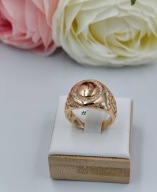 Męski sygnet złoty ze stali chirurgicznej elegancki, z cyrkoniami rozm 10