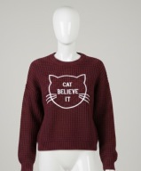 FB Sister Bordowy Sweter Sweterek Ciepły – Rozmiar 36 / S