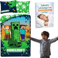 Pościel Minecraft 140x200 cm KOMPLET Poszewka Steve Creeper Dla Dzieci