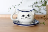 koci kubek z talerzykiem od Strefa Bolesławiec x Fundacja KOT