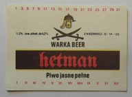 ETYKIETA PIWO JASNE PEŁNE HETMAN BROWAR WARKA