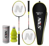 Zestaw 2 Rakiety + 3 Lotki do gry rekreacyjnej w Badmintona w Pokrowcu NILS