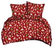 pościel bawełna lux 220x240 +2x70x80 +2xx40x40 guzik B 580-2 renifer czerw.