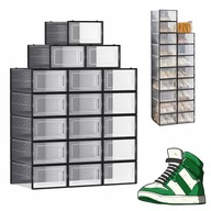 ORGANIZER NA BUTY 18 szt do rozmiaru 44 - duże przezroczysto-czarne pudła