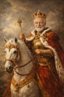 Twoje zdjęcie Król na koniu - Plakat A3 - urodziny prezent dla Dziadka