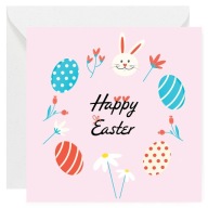 Kartka okolicznościowa na Wielkanoc - Happy Easter Pisanki - 14x14 cm