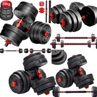 Zestaw 2 hantli bitumicznych regulowanych 20 kg SZTANGA GRYFY SIŁOWY Hantle