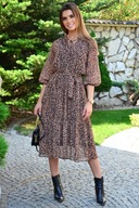 34 36 38 zwiewna lekka sukienka panterka brąz Bella Dame