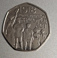 Wielka Brytania 50 pensów 2018r. Ustawa o reprezentacji narodu