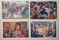 Jan Matejko, W. Kossak – historia Polski | 4 dawne pocztóweki | Kraków