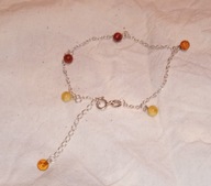 Srebrna bransoletka z bursztynem-kulki-mix kolorów